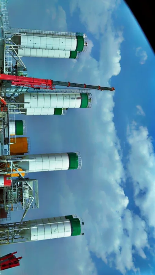 Large grain silo installation at a harbour
