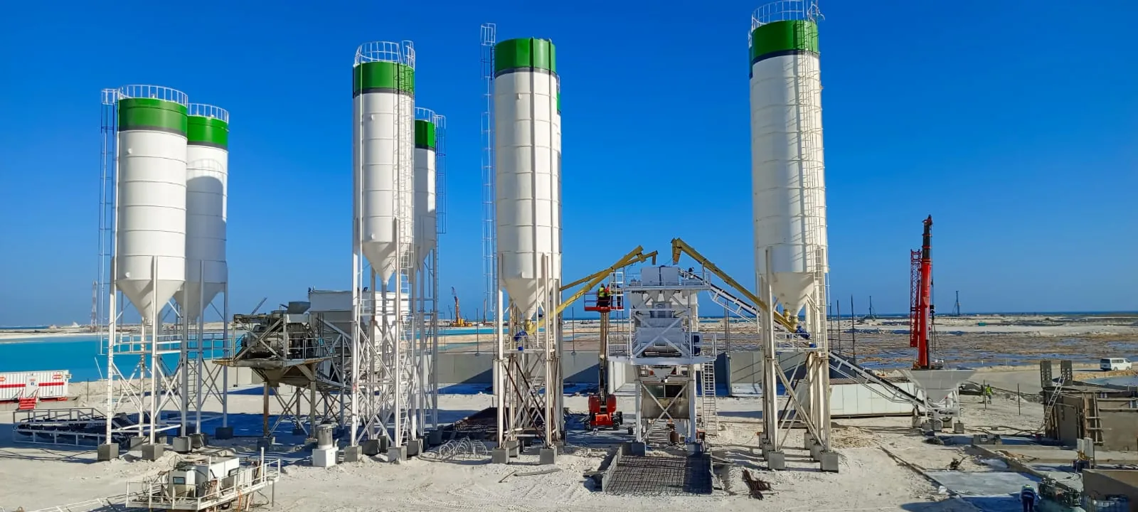Cement silo at a construction materials plant
